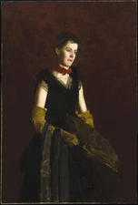 ｏｉｌ　ｐａｉｎｔｉｎｇ Thomas Eakins Letitia Wilson Jordan young woman holding fan canvas