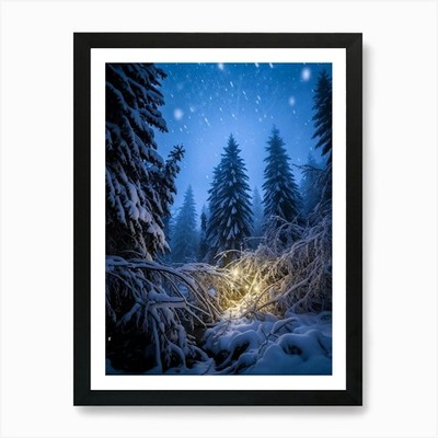 Festliches Winterglühen glänzend Fichte Br gerahmtes Wandbild Poster Leinwanddruck Bild