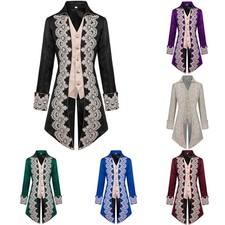 Mens Victorian Steampunk Tailcoat Jacket Gothic Frock Coat Renaissance Wear