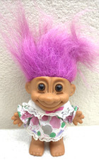 VTG Russ Troll Doll With Dress Purple Hair