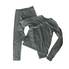 All In Motion Girls Size S 6-7 Thermal Long John Set Shirt Leggings Blue Gray