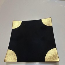 Black lacquered gold leaf square plate set of 5 confectionery bowls