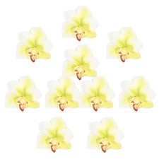 10-Pack Artificial Plumeria Flower Heads, 3.54" Fake Flowers, White and Green