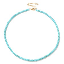 Turquoise Beaded Necklace for Women Dainty 4Mm Handmade Turquoise Choker Necklac