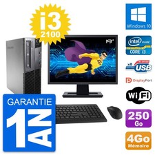 PC Lenovo M81 SFF Ecran 19" Intel i3-2100 RAM 4Go Disque 250Go Windows 10 Wifi