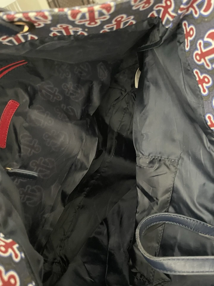 Bolso de Mano Tommy Hilfiger Náutico Ancla Lona Azul Marino Rojo Blanco Cartera de Hombro Foto 4 de 4