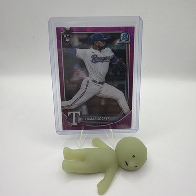 Kumar Rocker 2025 Bowman Chrome Fuchsia Wave /299 Rangers Card #98