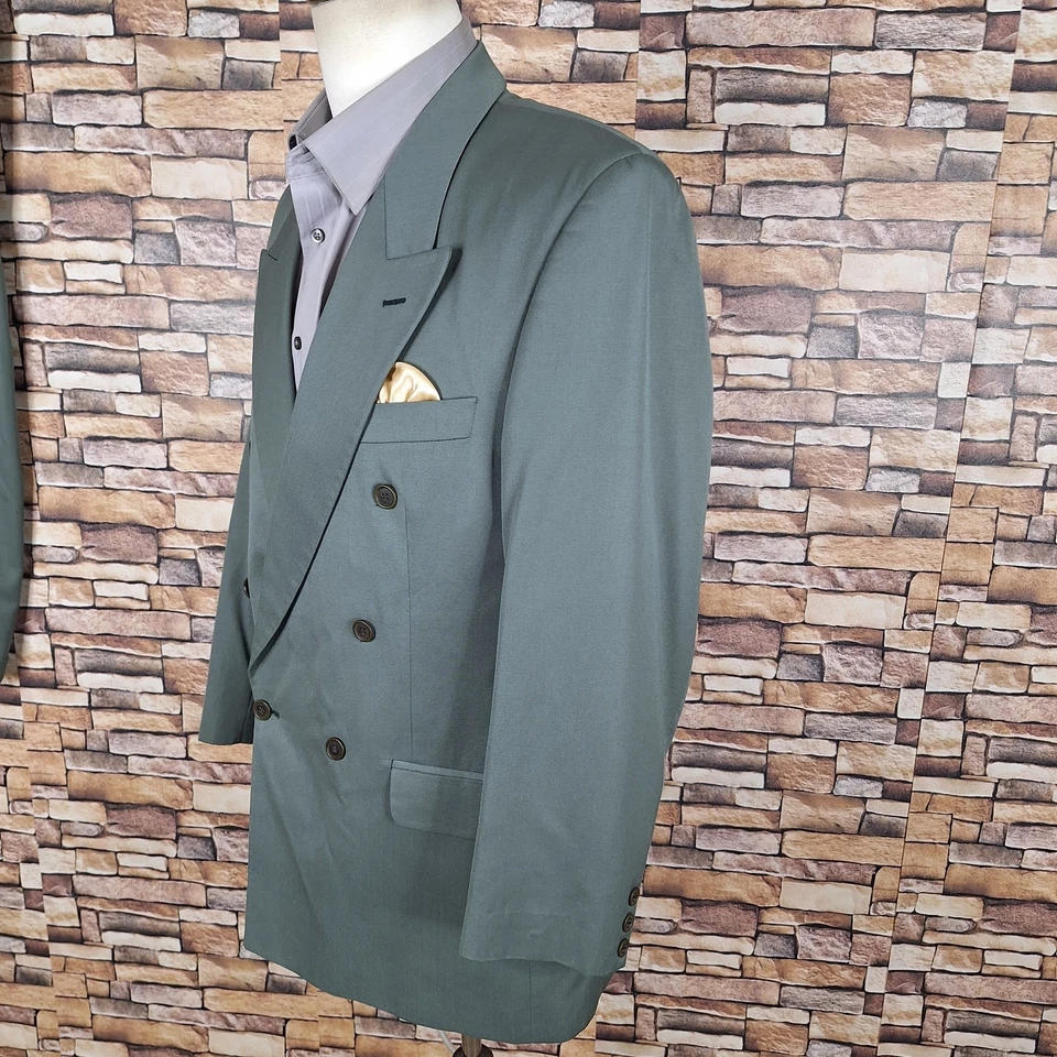 Traje Alexandre 2 Piezas Hombre 42S 36X29 Oliva Doble Pecho Inglaterra Lana Foto 3 de 4