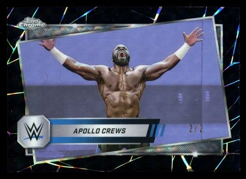 2025 Topps Chrome WWE Black Geometric Refractor #114 Apollo Crews /2