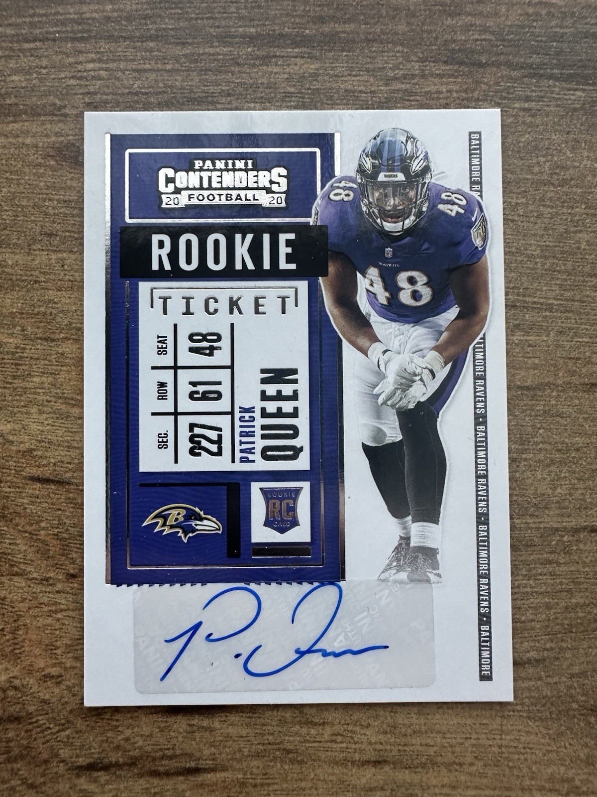 2020 Contenders Patrick Queen Rookie Auto RC Rookie Ticket #151 Ravens