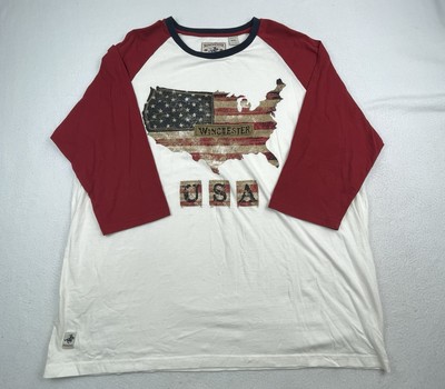 WINCHESTER Men's 4XL USA Raglan Graphic T-Shirt Red Off White Tee Shirt NWT