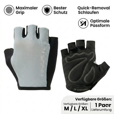 Fahrradhandschuhe Halbfinger Grau M L XL MTB Rennrad Grip Gepolstert Rutschfest