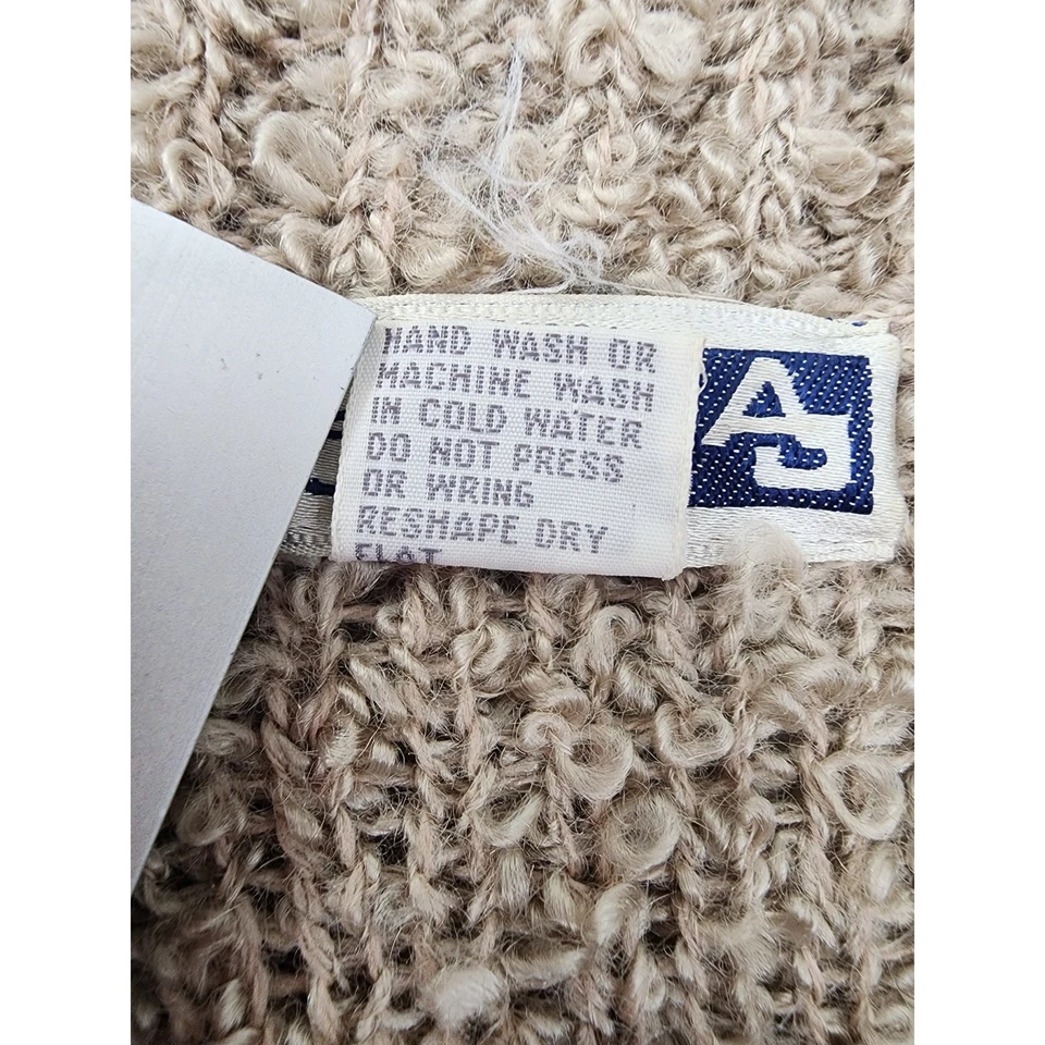 Cárdigan Suéter Vintage Años 80 Adele Joyce Lana Esponjoso Cuello Chal Talla M Beige Foto 4 de 4