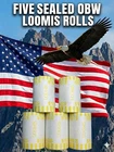 5 LOOMIS OBW Rolls of Kennedy Half Dollars - Sealed, Never Opened, Unsearched !