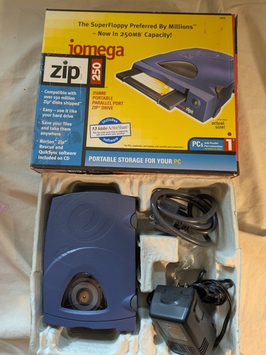 Iomega 250MB External Zip Drive Parallel Port Box Working Complete - 第 1/10 張圖片