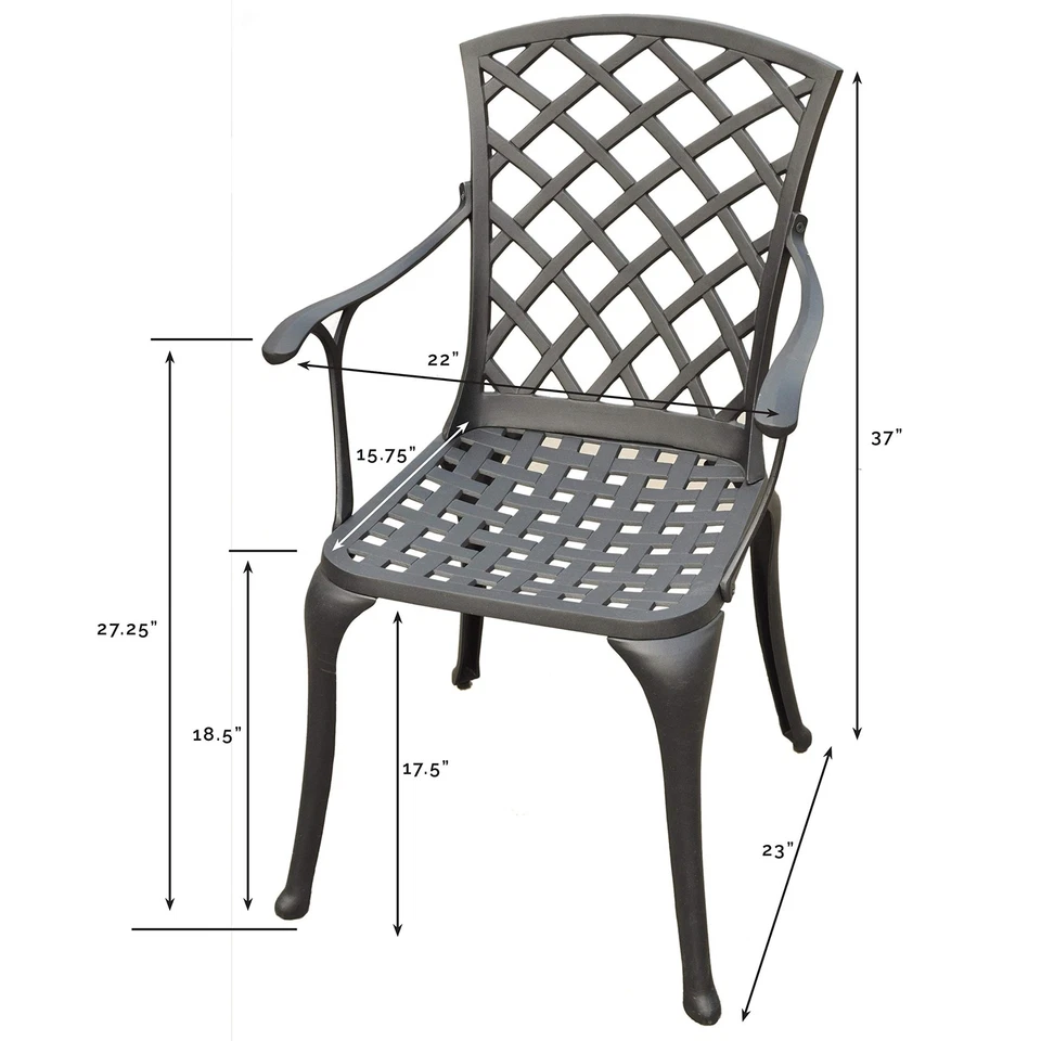 Sedona 2-Piece Outdoor Chair Set, High Back Cast Aluminum Patio Chairs for Di... - Image 3 of 3