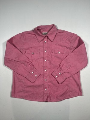 CE Schmidt Workwear Shirt Girls Large Pink Western Pearl Snap Long Sleeve