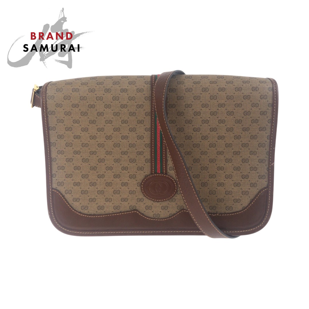 Gucci Old Sherry Line Leather Tote Brown Gold Hardware Used