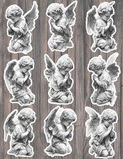 Sweet Praying Angel Die Cut Vinyl Stickers Set Scrapbooking Laptop Waterbottle