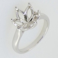 Sterling Silver Semi Mount Ring Setting Round 11x11mm Tulip Head Design