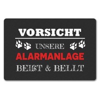Vorsicht Unsere Alarmanlage BeißT & Bellt FußMatte In 40X60 Cm Ohne Rand