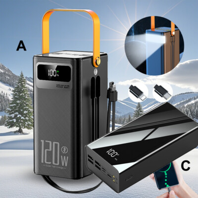 3/6/70000mAh 120W/66W Power Bank Fast Battery Charger Large Capacity For Phone