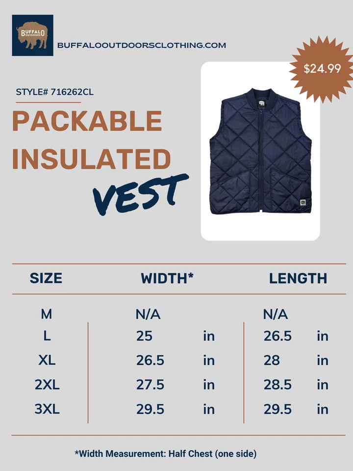 Chaleco de trabajo aislante embalable Buffalo Outdoors® Workwear para hombre Foto 2 de 2
