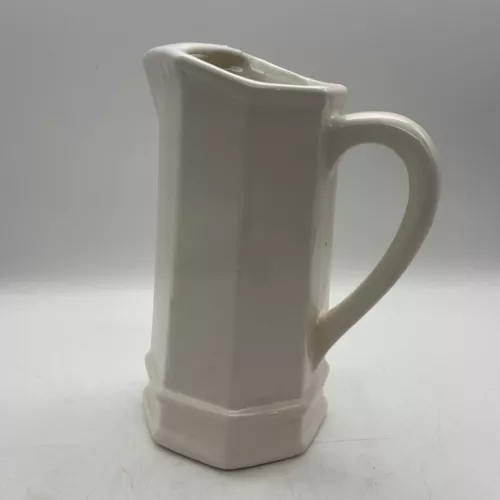 Pfaltzgraff Heritage Stoneware White 32 Oz Iced Lip Water Pitcher 8 3/8” Tall