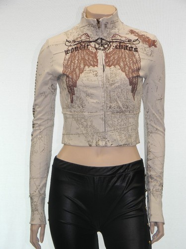 Cotton French Terry Mock Neck Crop Top Jacket LWC2023 - Picture 2 of 9
