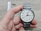 Vintage Timex Quartz Watch Water Resistant Silver Tone 395 Cell Stainless Steel