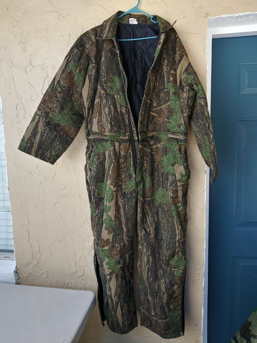 REBARK Camo Coveralls XL Full Zip Insulated Lining Camouflage Flaw
