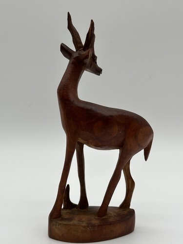 Vintage Hand Carved Wood Antelope Gazelle With Baby 8” - Picture 4 of 11