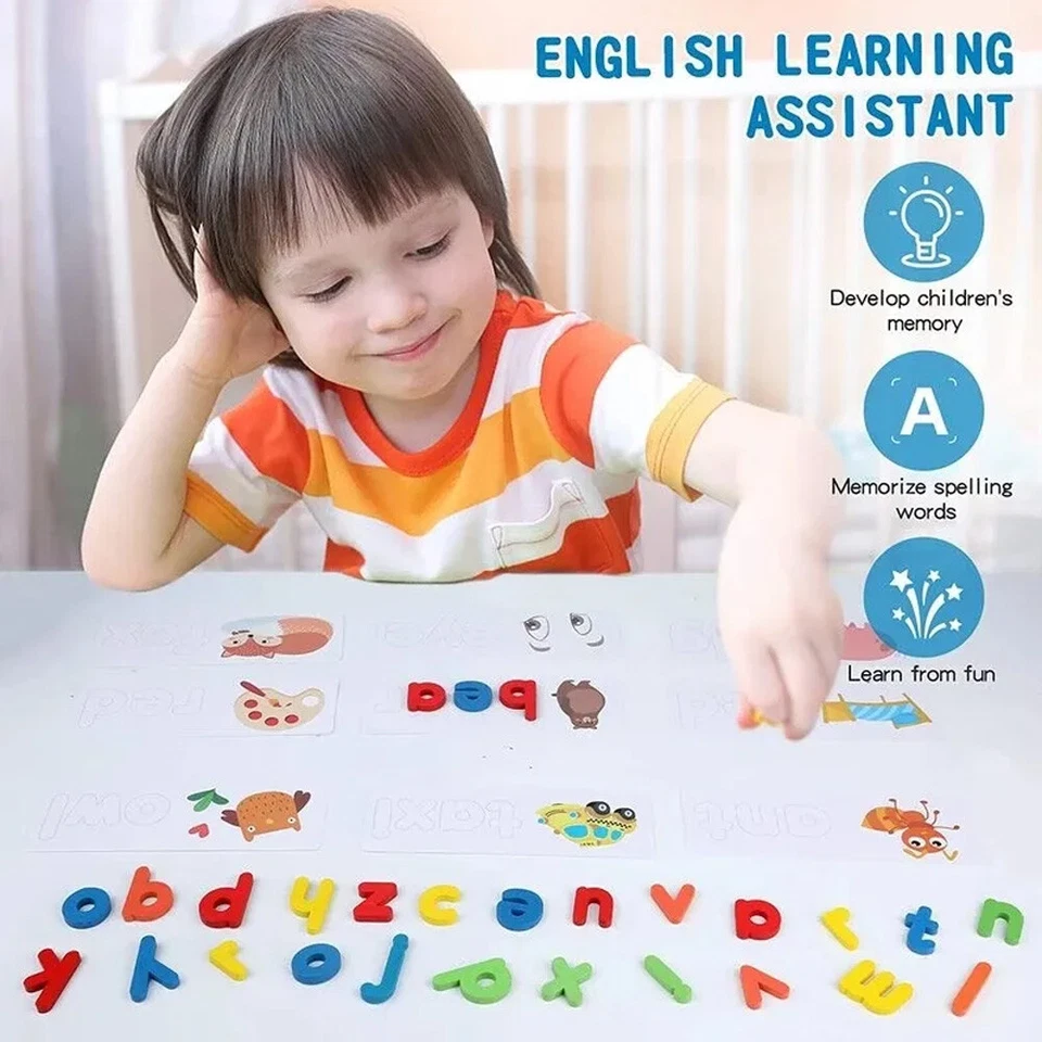 Ages 3-12 See and Spelling Learning Toys for Kids Wooden Preschool Educational - Image 3 of 4