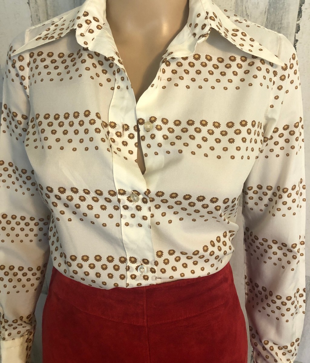 トップス 60s 70s Euro cotton open-collared shirt 60s and 70s European cotton open-collared shirt