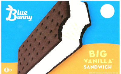 Big Vanilla Sandwich (Blue Bunny) Ice Cream Truck Sticker 8''x 5''