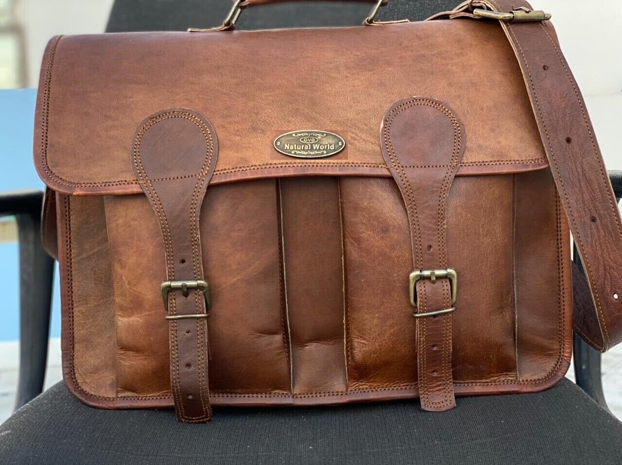 Vintage Brown Handmade Laptop Messenger Satchel Shoulder Bag