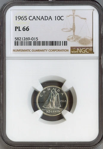 1965 Canada 10 Cents NGC PL66 Quality