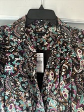 Ann Taylor Floral Long Sleeve Long Length Button Up, Belted Shirtdress Size 6