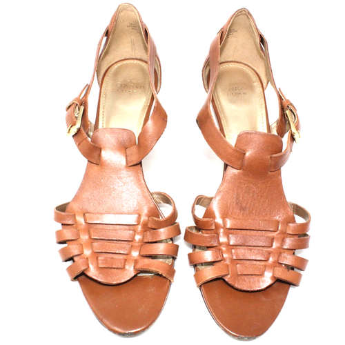 Sandalias de salón de colección Circa Joan & David Cinizzie talla 9,5 M marrón correa tacón de cuero - Imagen 4 de 13