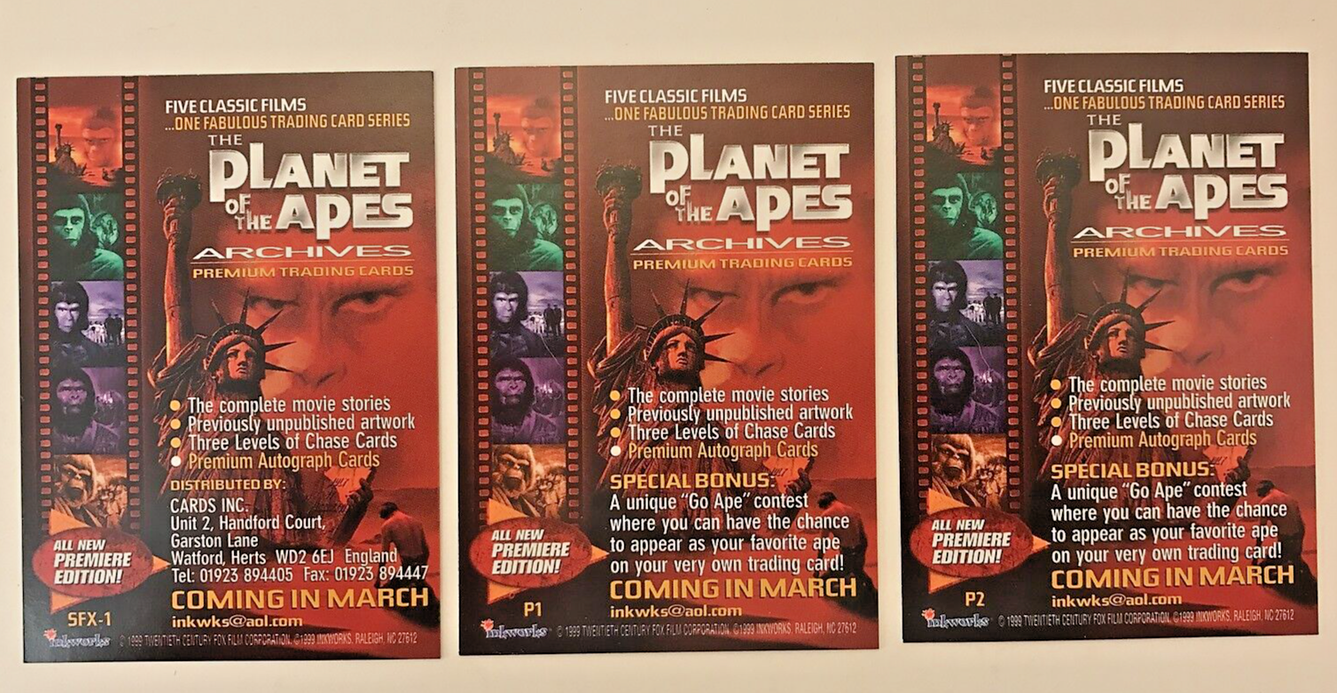 PROMO CARDS: THE PLANET OF THE APES ARCHIVES 1999: 3 DIFFERENT P1, P2 & SFX-1 - Picture 2 of 3