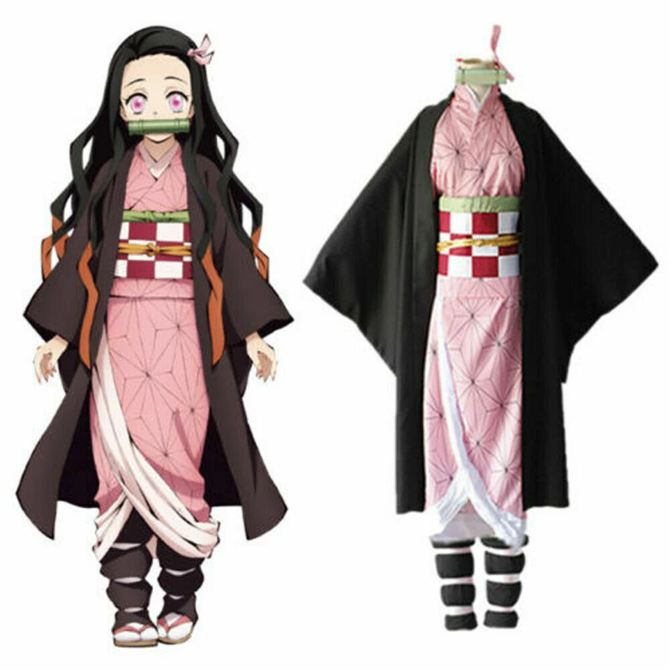 Anime Cosplay Costumes Kamado Nezuko Costume Demon Slayer Kimetsu No Yaiba Wigs - Image 3 of 4