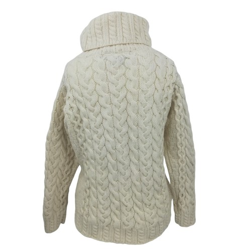 Inis Crafts Cable Knit Merino Wool Fisherman Pullover Turtleneck Sweater Size M - Picture 7 of 12