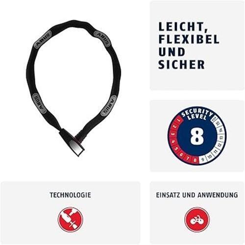 ABUS Kettenschloss Steel-O-Chain 8807K – Flexibles Fahrradschloss aus gehärtetem - Bild 9 von 12