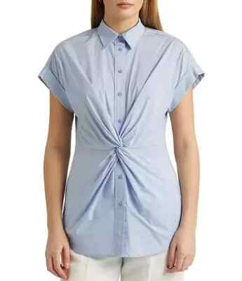 Lauren Ralph Lauren Women s Top Blue Front Twist Shirt Size 1X PLUS NWT FU292