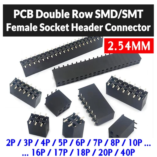 SMD/SMT zweireihige Buchsenleiste 2.54MM Raster Steckverbindersockel 2-40 Pin