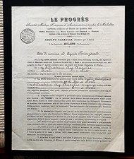 1893 nomina agente princ. soc. di assic. le progres di parigi per prov. forlì