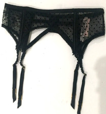 VICTORIA'S SECRET Luxe Lingerie Polka Dot Lace Garter Belt Black XS/S