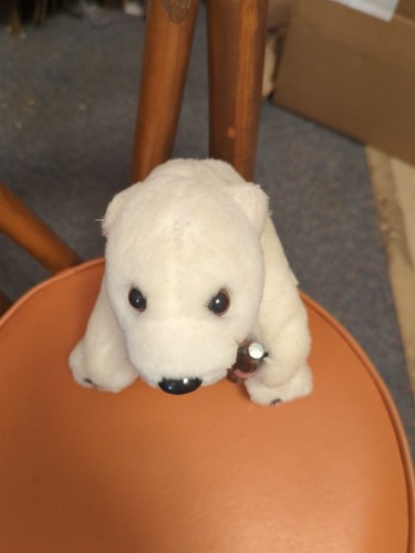 1993 COCA COLA plush collection White Plush POLAR BEAR HOLDING COKE BOTTLE 8" - Picture 2 of 6