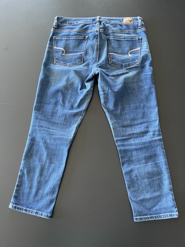 American Eagle Hi Rise Jegging Jeans Crop Super Stretch Size 10 Blue Denim - Picture 6 of 17
