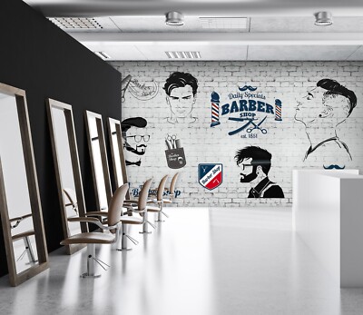 3D Ziegel C369 Haarschnitt Barber Shop Tapete Wandbild Fototapete Vera 23